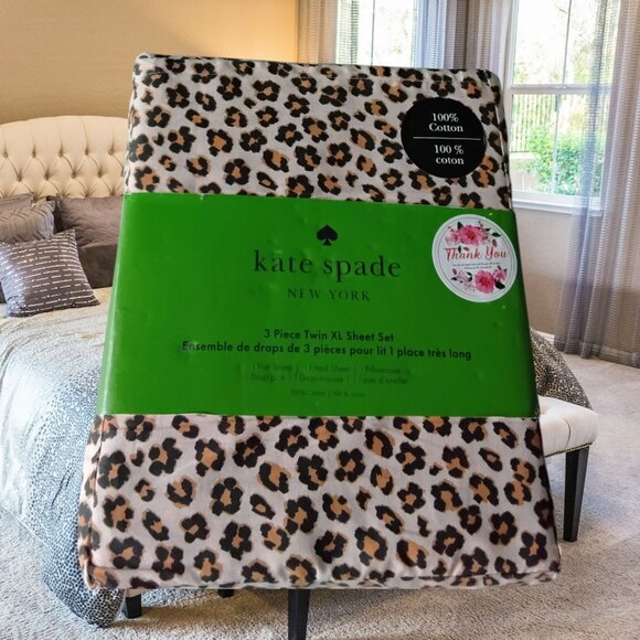 NEW!!! KATE SPADE LEOPARD FLORAL ANIMAL PRINT TWIN SHEET SET - 100% COTTON - Picture 4 of 5